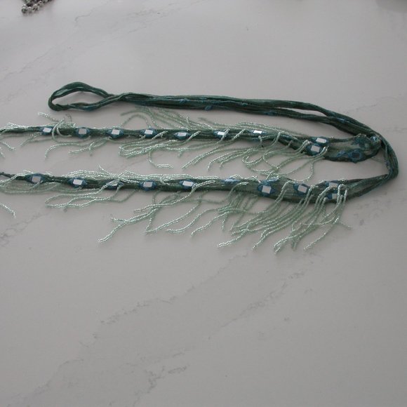 Turquoise Bead and Mirror Scarf - Picture 3 of 4